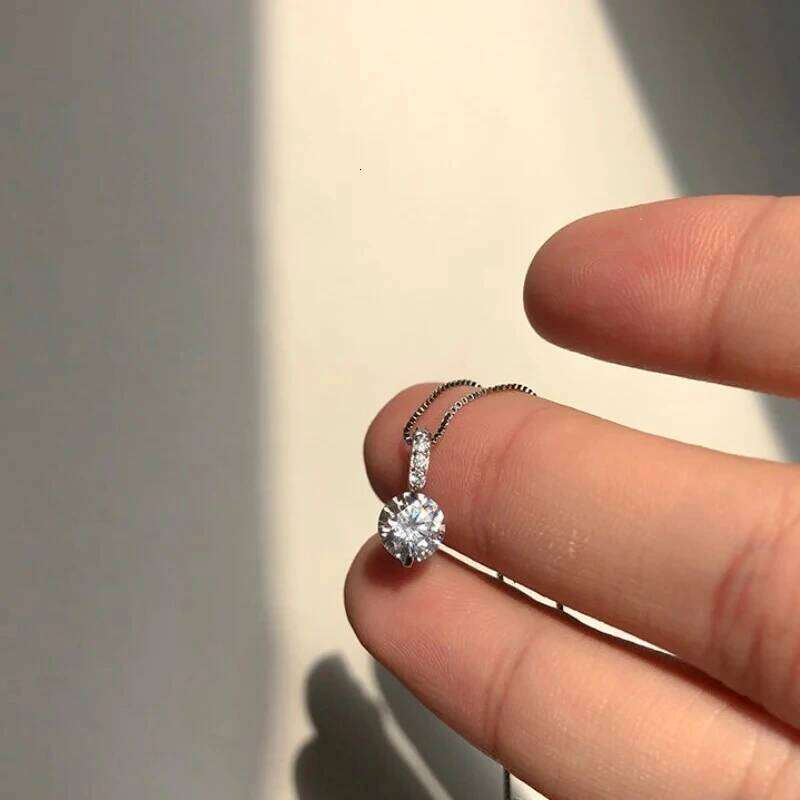 Huitan Minimalist Round Cubic Zirconia Pendant Women Silver Color/Gold Plated Box Chain Long Necklace Wedding Jewelry