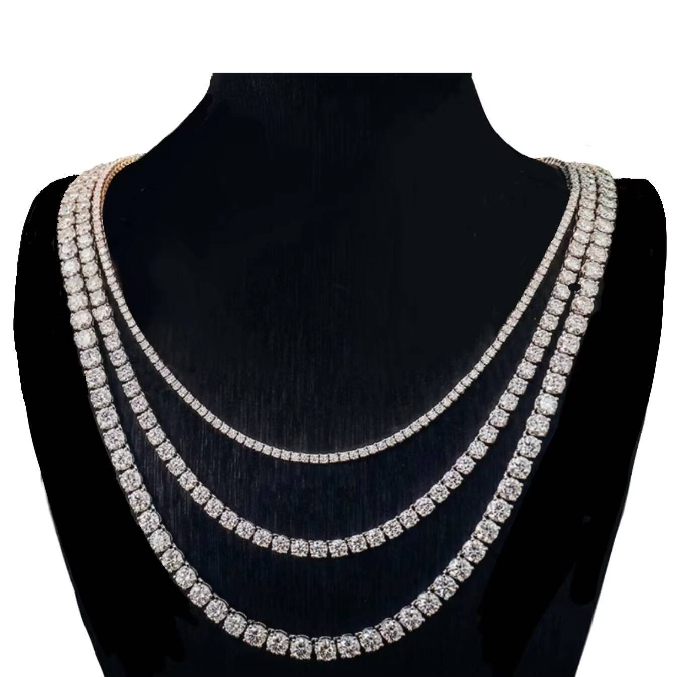 Factory Price 925 Silver Chain Tennis Necklace VVS Moissanite 3mm-6mm Moissanite Jewelry