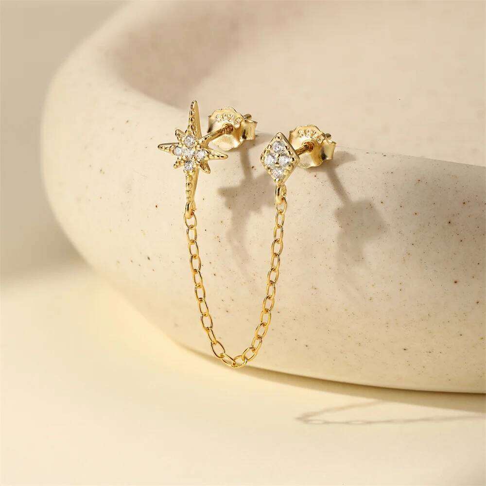 Aide Star Bow Earrings 925 Sterling Silver Multi-layer Chain Wedding Party Ear Studs Gift For Mom Daughter Christmas Pendientes