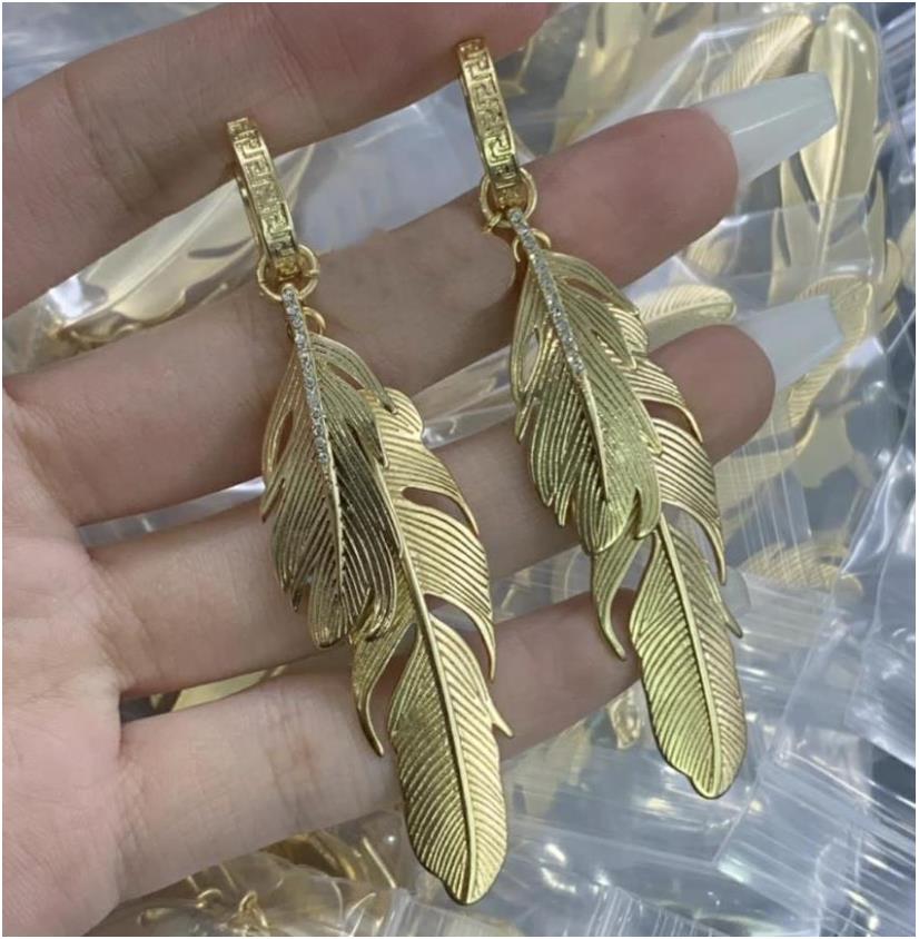 Boho Feather Long Leaf Tassel Drop Earrings Women Geometric Rhinestone Crystal Beads Handmade Chain Wedding Earrings Jewelry