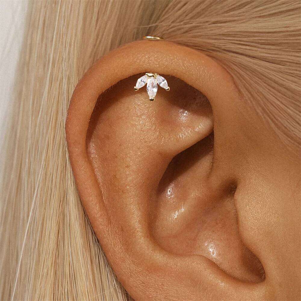 Aide 1piece Real 925 Sterling Silver Back Stud Earrings for Women Flat Head Cartilage Helix Piercing Ear Bone Fine Jewelry