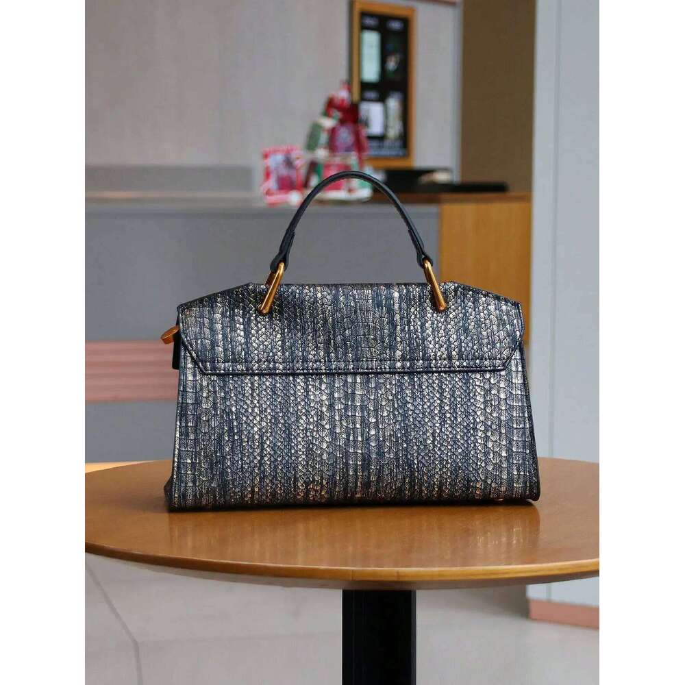 New Retro Blue Snake Shaped High Grade Fashion Luxury Handbag Lightweight Large Capacity One Shoulder Messen JINXIANGGUO TOTE