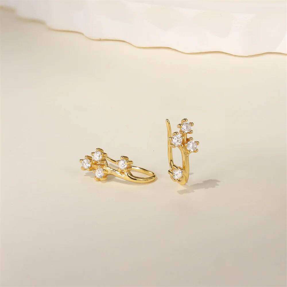 Aide 925 Sterling Silver Ear Fishtail Hook for Women Wheatear Rose Zircon Climbing Earrings Fashion Jewelry Gifts 1pair