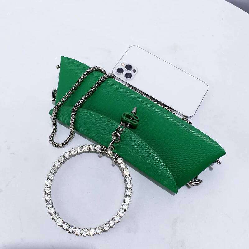 Ladies Evening Bags For Women Luxury Designer Handbags Purses 2024 New In PU Ring Handle Mosaic Imitation Diamond Chain Shoulder