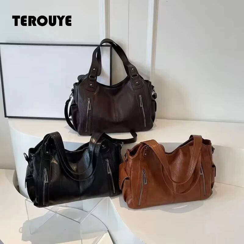 Soft Interior Compartment Shoulder High Quality Contrasting Colors Crossbody Bags For Women Fashion Pu Leather Handbags TEROUYE