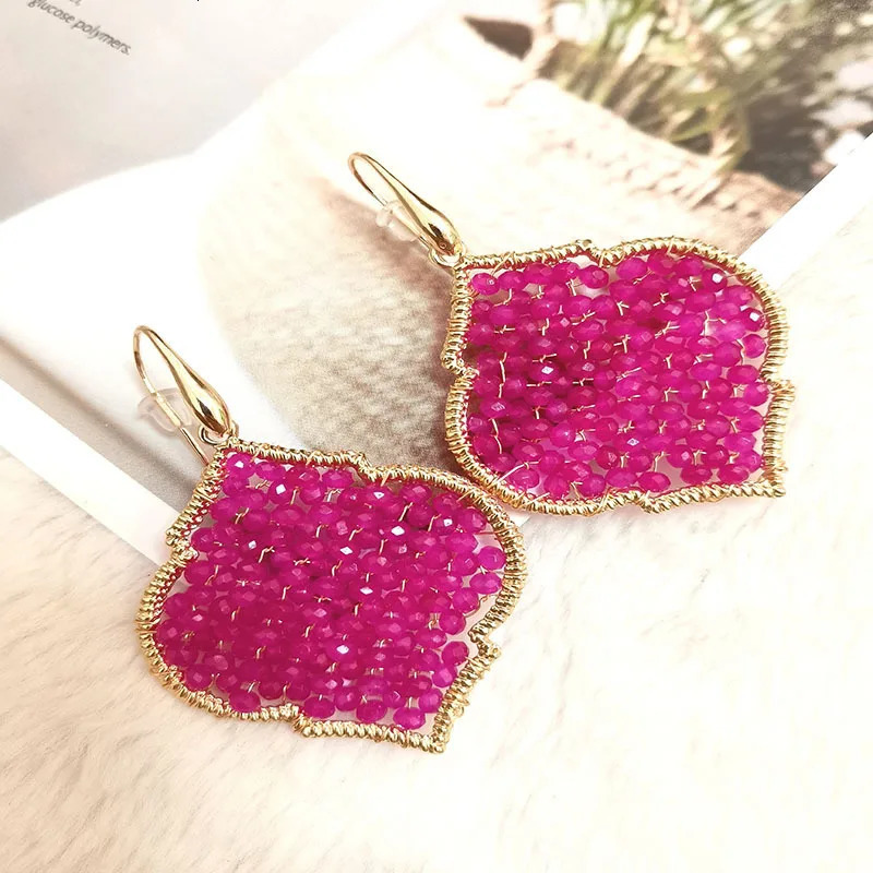 Womens earrings trend beaded Fashion Crystal Beads jewelry hanging Stainless SteelGold plated Earings in For Woman 251230