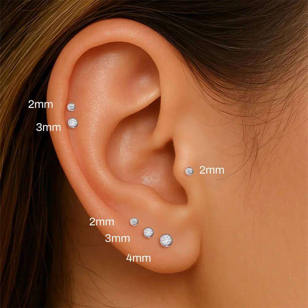 Aide Diamond Stud Earrings for Orginal 925 Sterling Silver Screw Women Flat Back Moissanite Earring Jewel