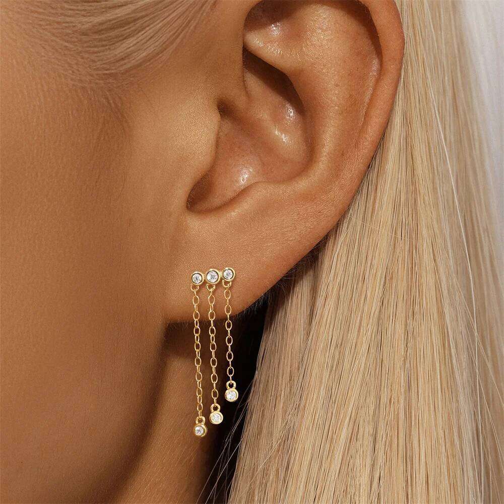 Aide 925 Sterling Silver Long Strip Dangle Stud Earrings For Women Elegant Simple Piercing Bohemian Jewelry Party Gift