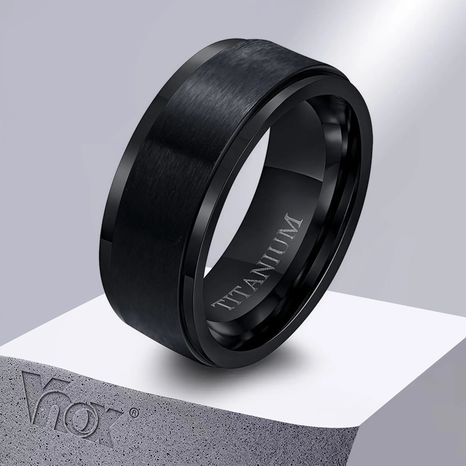 Vnox 8mm Black Ring for MenSimple Matte Surface Wedding Band US Size 7- 12 251230