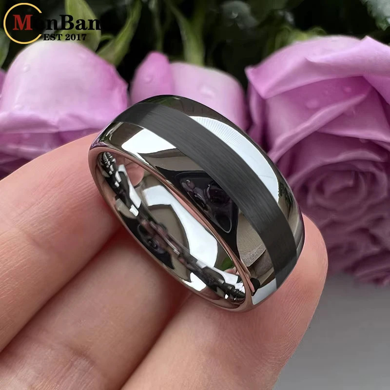 MenBand Jewelry Fashion 8MM 10MM Dome Band Center Brushed Mens and Womens Tungsten Carbide Wedding Ring Comfortable Fit 251230