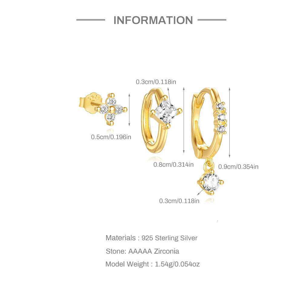 Aide Shiny Zircon Minimalism 925 Sterling Silver For Women Ins Lucky Flower Round Huggies Earrings Fine Jewelry Gift