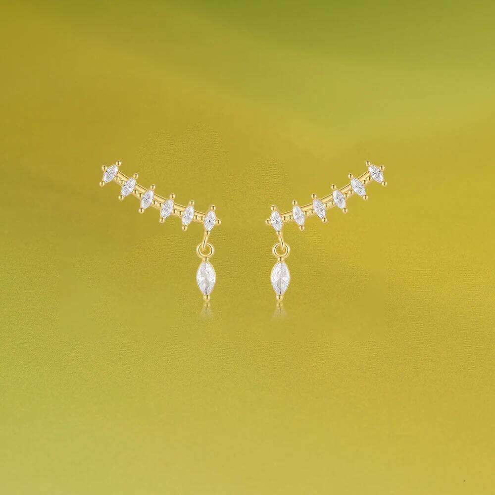 AIDE Dainty Rhombic Cubic Zirconia for Women Exquisite Climber 925 Silver Ear Earrings Newly Designed Trendy Jewelry
