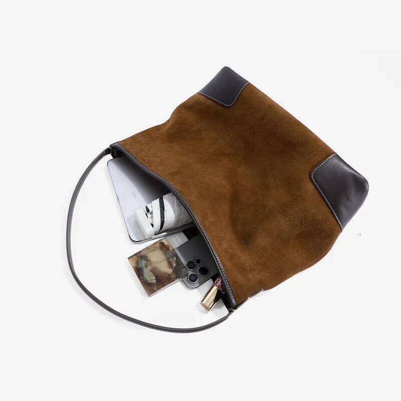 Suede Women's Tote New Niche Design Winter Large Capacity Frosted Cowhide Vintage Armpit Single-Shoulder Crossbody Bag Suotong251222