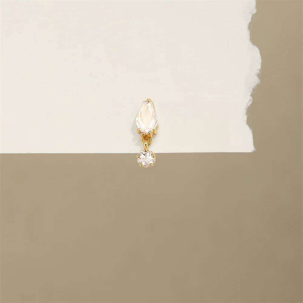 Aide 925 Sterling Silver Geometric Zircon Flat Head Earrings For Women Tassels CZ Chain Tassel Star Moon 1pc Piercing Jewelry