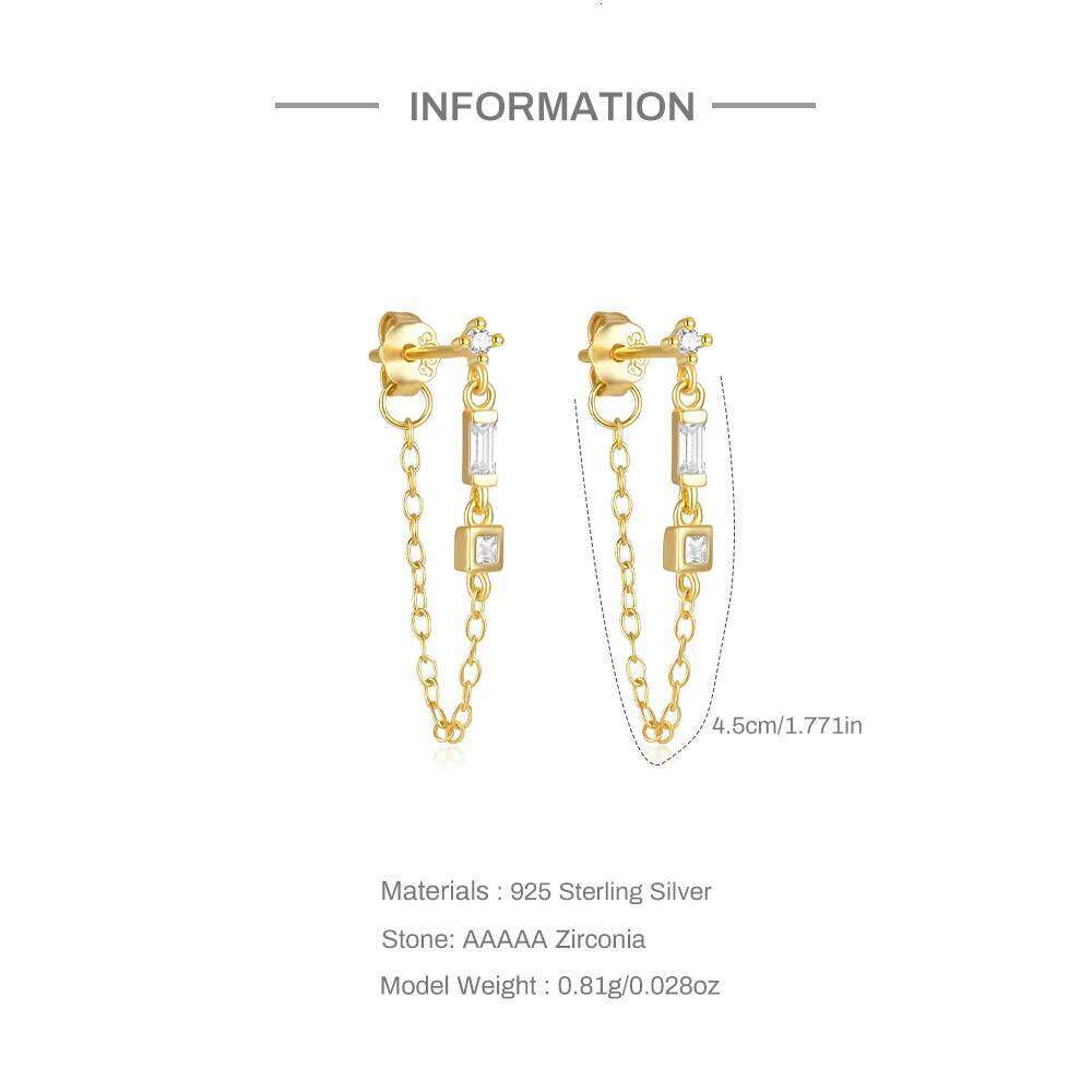 Aide 925 Sterling Silver Crystal Ear Studs For Women Sparkling Rhinestone Sweet Chains Multiple Wear Styles Stud Earring Jewelry