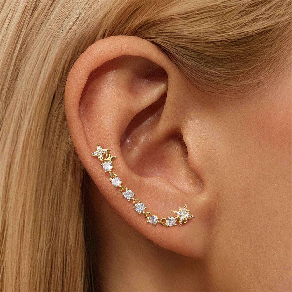 Aide Exquisite 925 Sterling Silver Tassel Chain for Women Simple Full Zircon Ear Piercing Earrings Fashion Jewel aretes