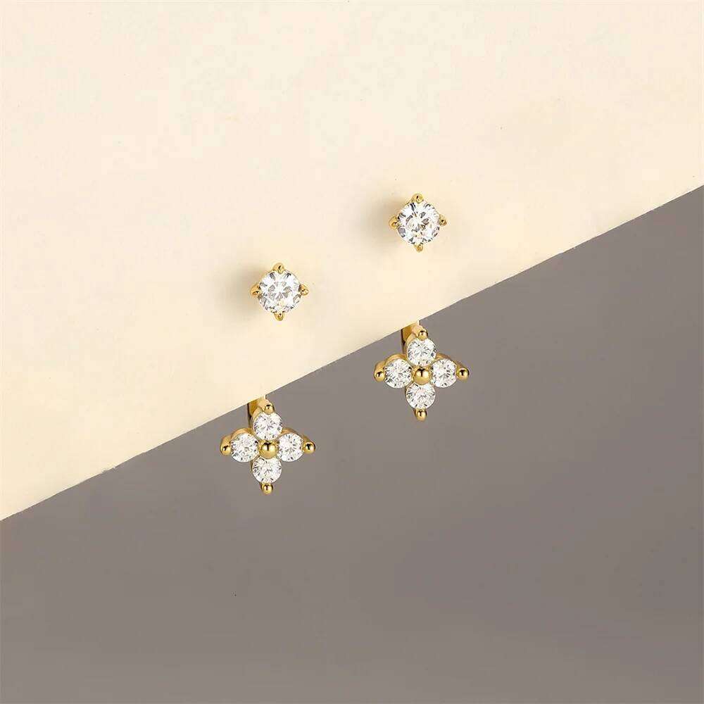 Aide 925 Sterling Silver Shiny Fashion Zircon Unique Korean Stud Earrings for Women Simple Daily Wear Jewelry Gift Pendientes