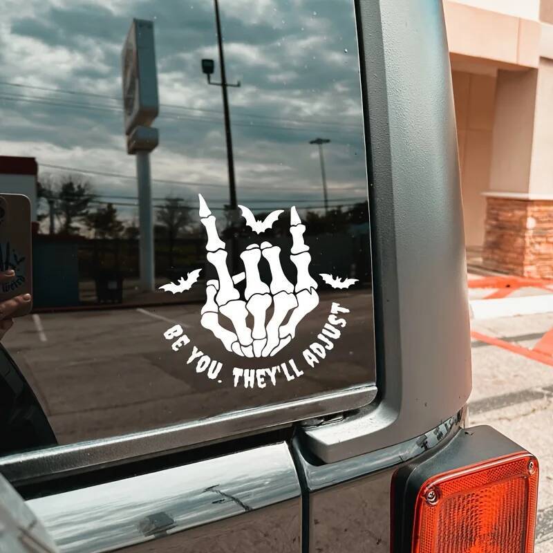 Bestseller Rock On Skeleton Hand Car Stickers for Window Bumper Body Decoration Scratch Covering Auto Accessories Self-adhesive Vinyl Decal ddmycat
