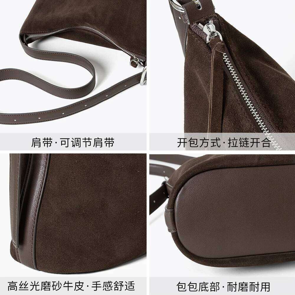 Suede Shoulder New Niche Design Frosted Cowhide Large Capacity Vintage Bucket Fashion Women's Crossbody Bag Suotong251222