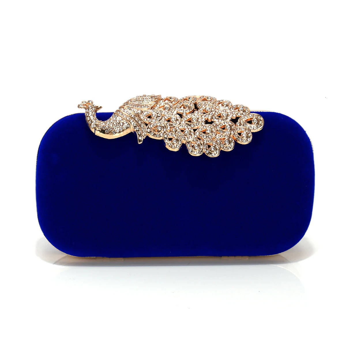 Animal Peacock Metal Shoulder Chain Evening Bags Rhinestones Velvet Small Clutch Bags Flap Red Color Lady Handbags 251231