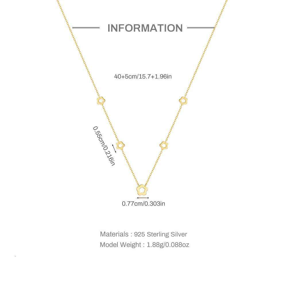 Aide 925 Sterling Silver Chain Necklaces for Women Hollow Flowers Collares Choker 45cm Female Necks Bride Fine Jewelry collars