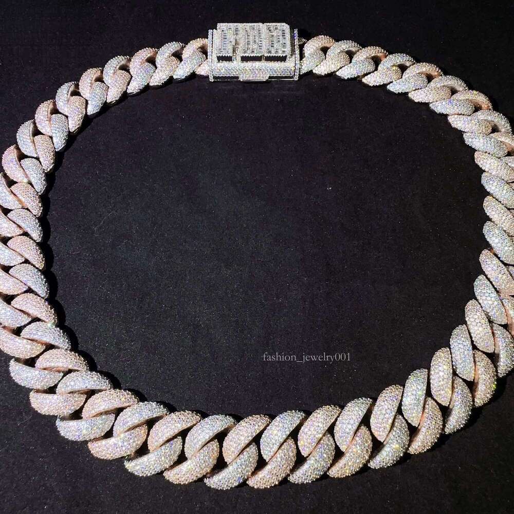 Fashion D Color VVS Moissanite Diamond 20mm Sterling Silver 925 Hip Hop Miami Cuban Link Chain Necklace