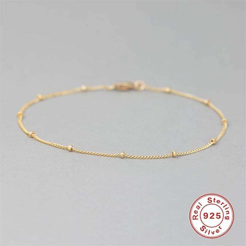 Aide 925 Sterling Silver Minimalist Small Beads Thin Chain Bracelets For Women Rose Red Gold Bracelet Party Jewelry Accessories
