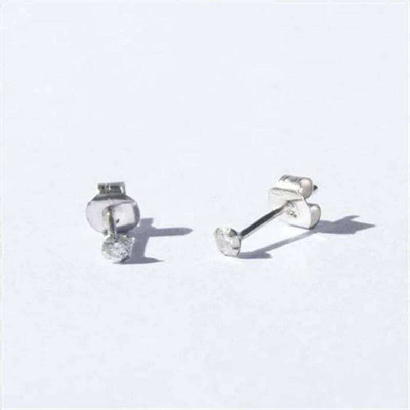 Aide Real 925 Sterling Silver 2.5mm Single Zircon Mini Stud Earrings for Women 1pair Ear Hole Studs Christmas Party Jewelry