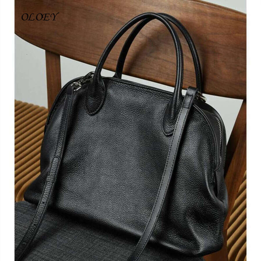 Oloey Burminsa Cowhide Genuine Leather Large Shell Tote Handbags For Women 2025 Luxury Office Ladies Shoulder Crossbody Bags Noble temperament bag