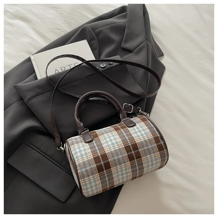 Sweet Bow Crossbody Pillow Bags Versatile Vintage Plaid Ladies Shoulder Bag Lightweight Portable Women Handbag Purse 251231