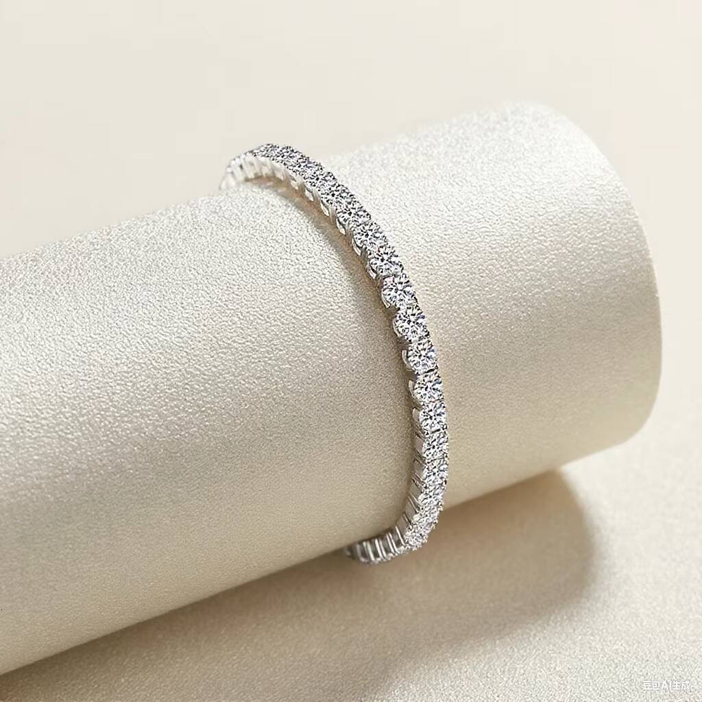 Wholesale S925 Sterling Silver Moissanite Tennis Bracelet Fully Inlaid with 03ct Moissanite Platinum Bracelet for Woman