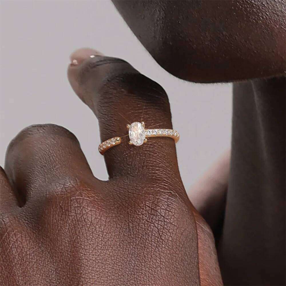 Aide 925 Sterling Silver Luxury Big Water-drop Zircon Rings For Women Temperament Sparkling Opening Finger Ring Elegant Jewelry