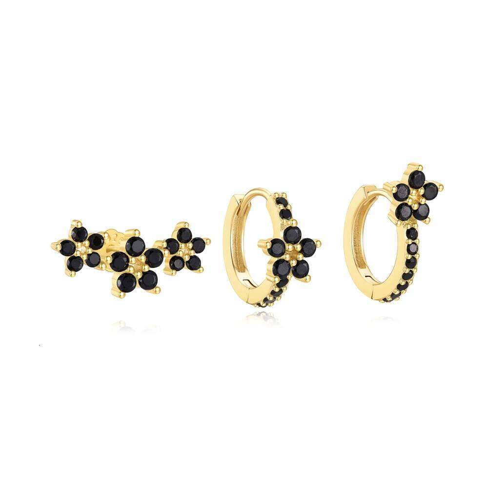 Aide 3pcs 4pcs Black Zirconia Pave Huggie For Women Gorgeous Wedding Party Jewelry Turquoise Hoop Earrings Set