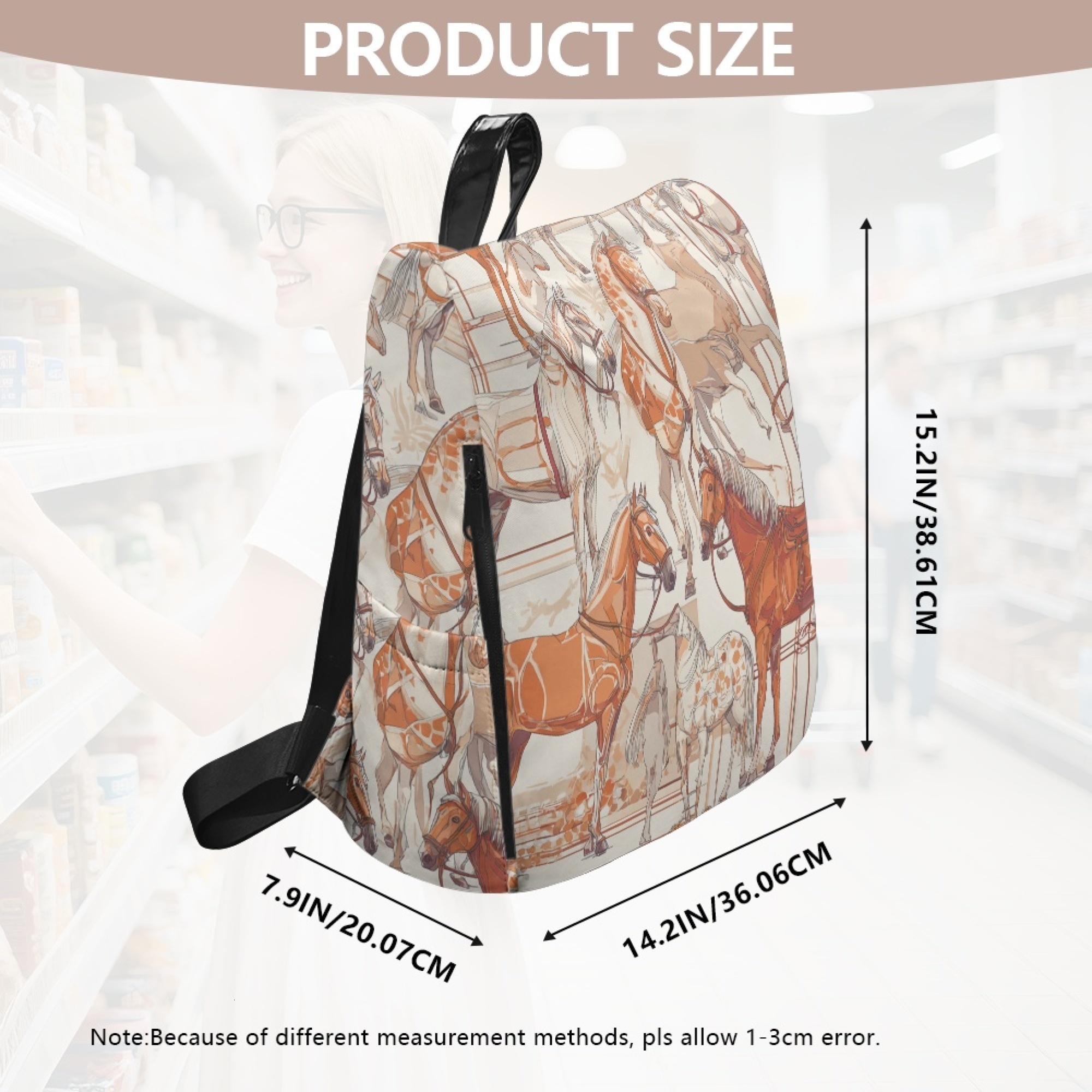 Custom H Designer Fashion Anti Theft Backpack Luxury Horse Pattern Unisex Full Print Backpack Laptop Bag Travel Bag H45