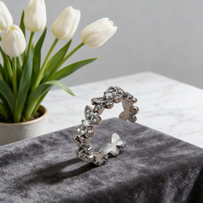 Valentine's Day Multi-Color Butterfly Ring Sparkling Crystal Open Finger Jewelry Romantic Gift for Her