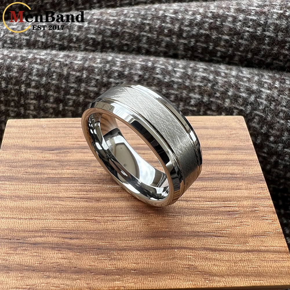 MenBand 8mm Black Tungsten Wedding Rings For Men Women Bevel Edges Satin Finish Comfort Fit Size 5-15 251230