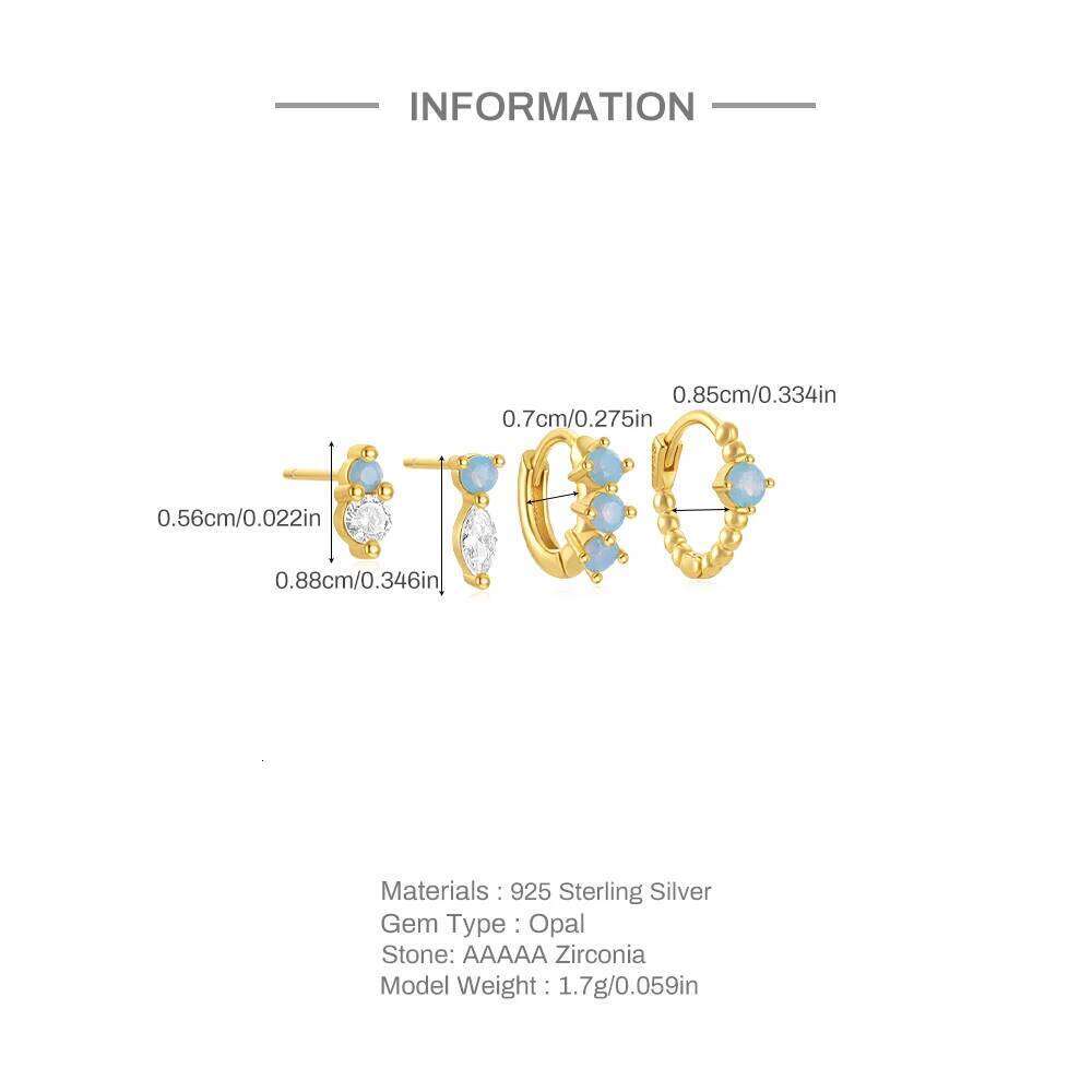 Aide 925 Sterling Silver stud Women Golden European and American Luxury Turquoise Earring Set joyas Anniversary Present