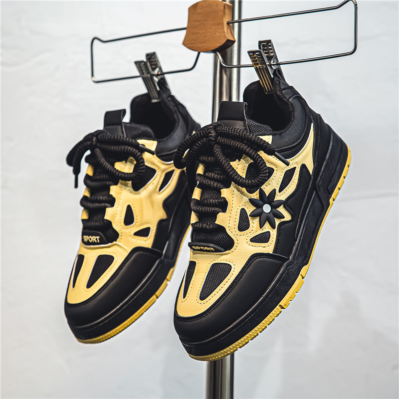 New Retro Color Block Casual Sneakers for Men Soft-Sole Board Shoes Size 39-44 Black Blue Green footwear