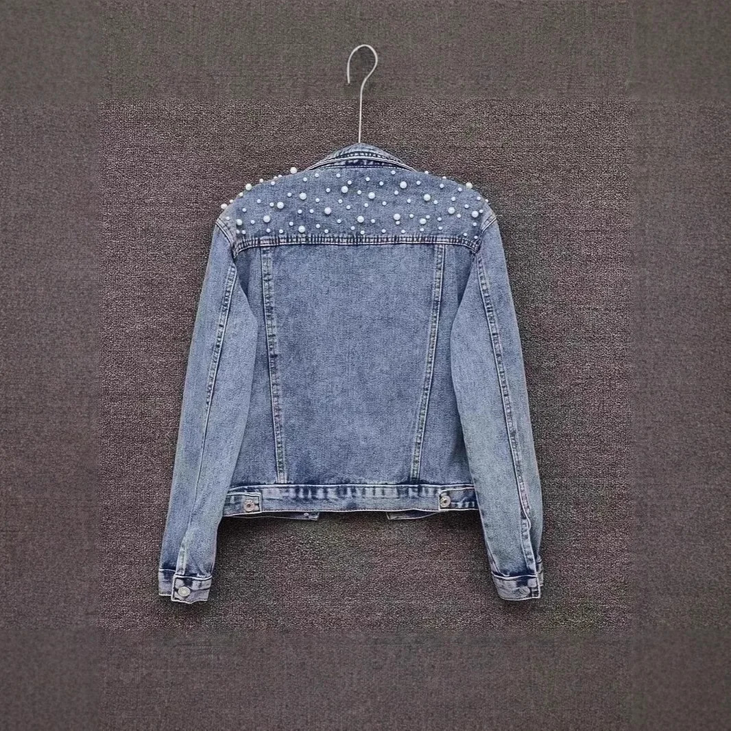 Fashionable Cropped Denim Jacket With y For Women Plus Size Pearl From Cross Border Southeast Asia Heavy 251231