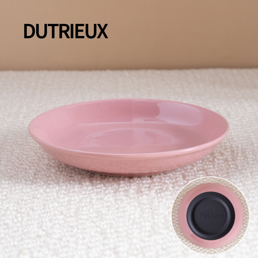 H2101 Cute Cat Paw Ceramic Food Bowl - Non-Slip Silicone Mat Fishbone Design