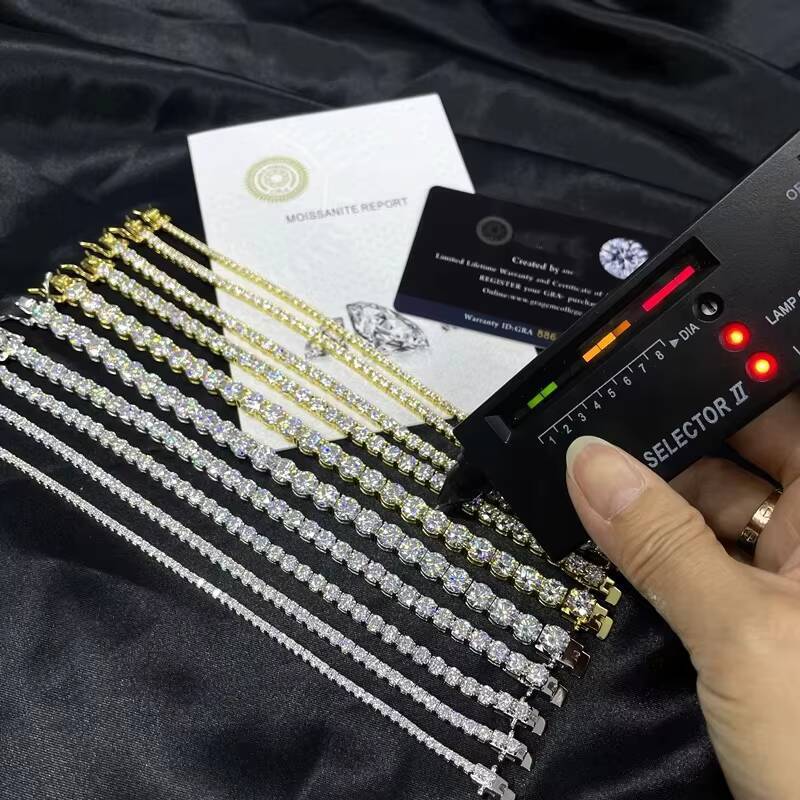 Ready to Ship Moissanite Tennis Chain Bracelet Ice Out 925 Silver Bracelet Hiphop Men Women Moissanite Bracelet