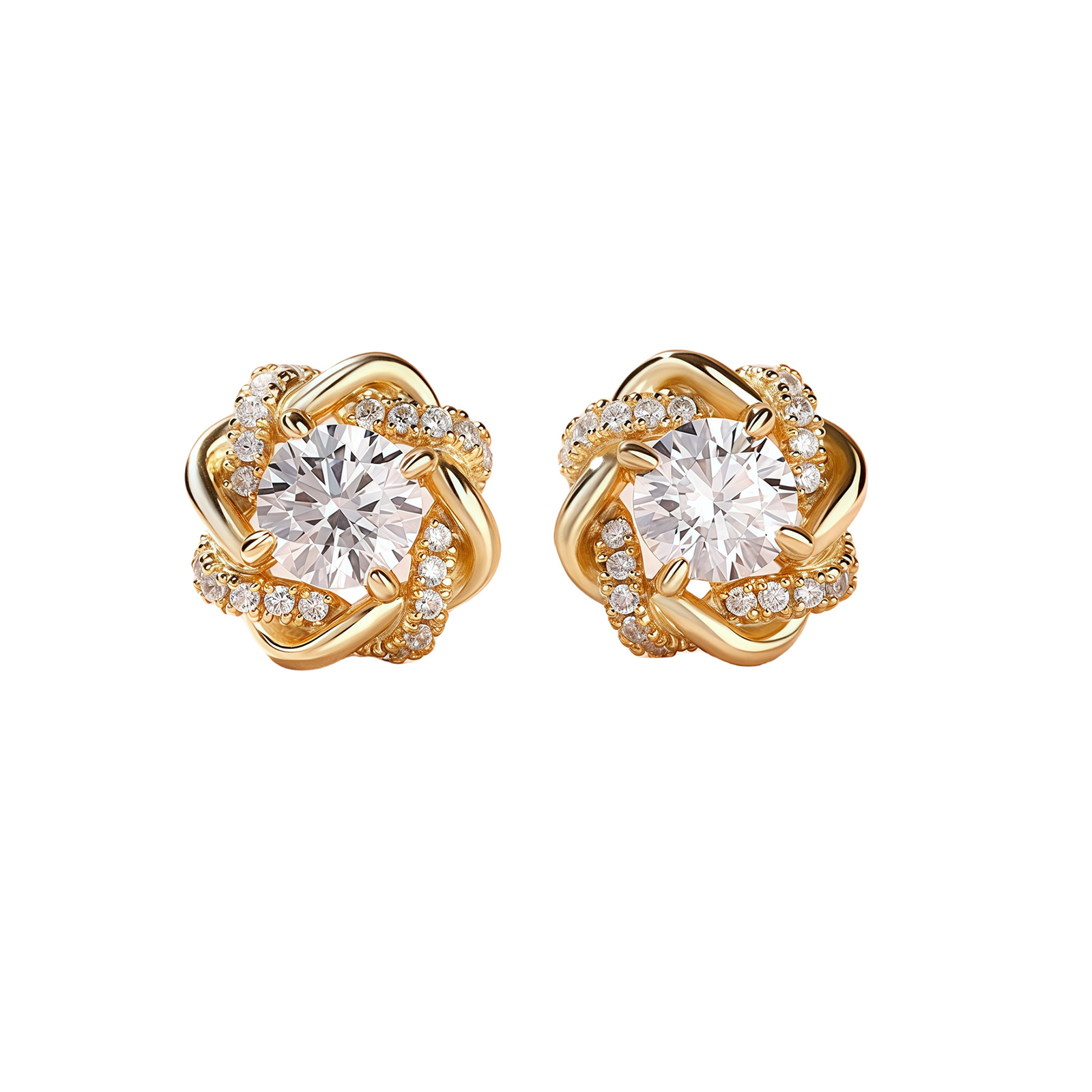 Charm Flower Stud Earrings 18K Gold Plated S925 Needle Women Girls Jewelry Gift
