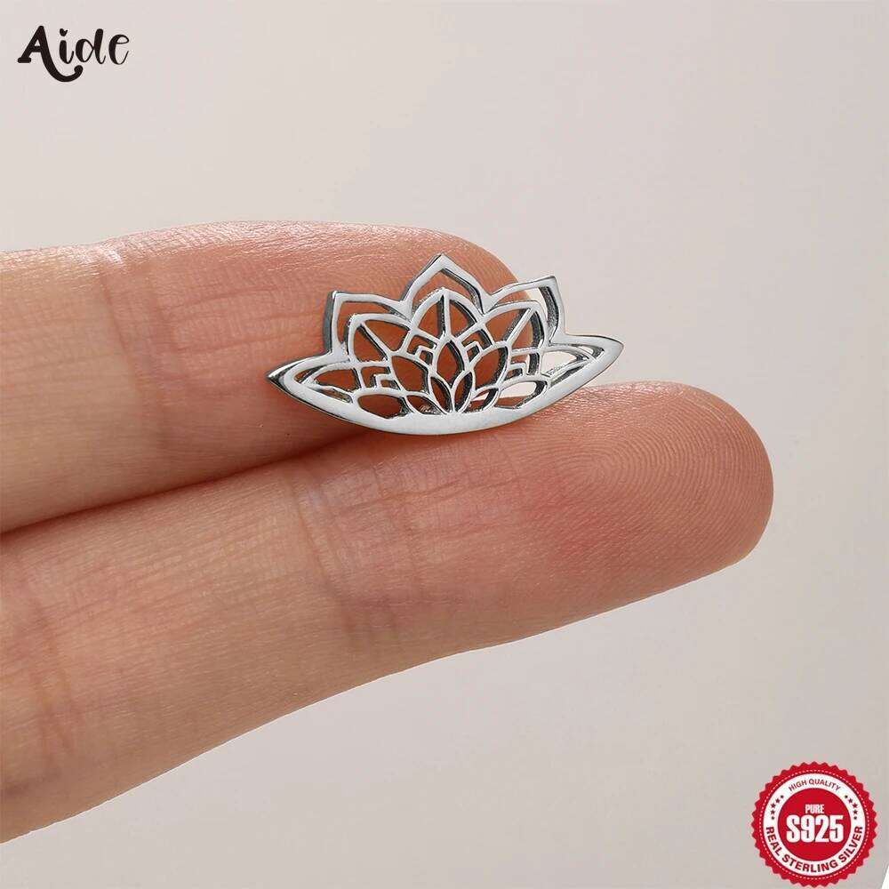 Aide Bohemian Mandala Lotus Flower Punk Earring Geometric Hidden Helix Piercing 925 Silver Halloween Accessories Gift Jewelry
