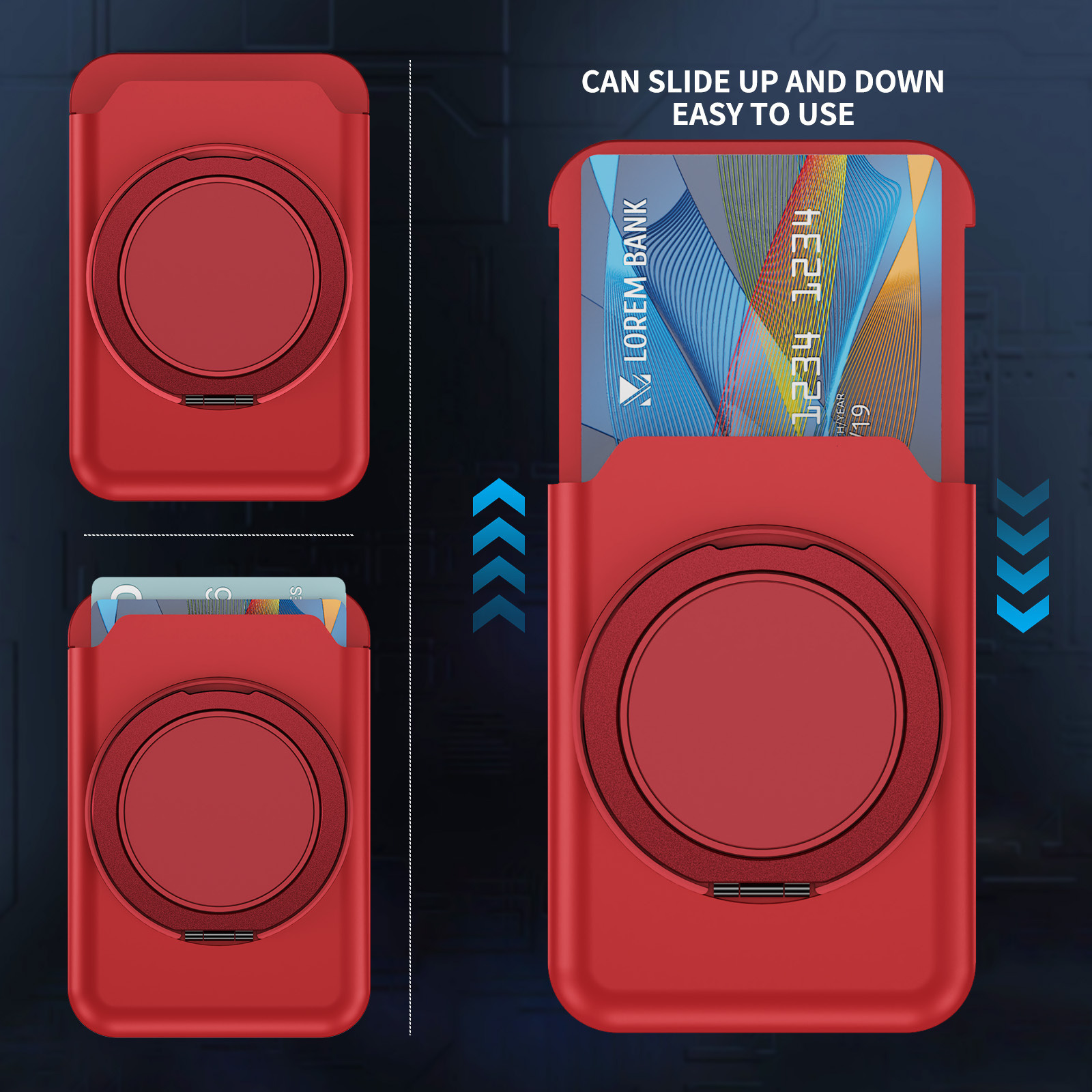 Suitable for magnetic ring phone case card holder, 360 degree rotating phone stand card holder, skin sensitive transparent