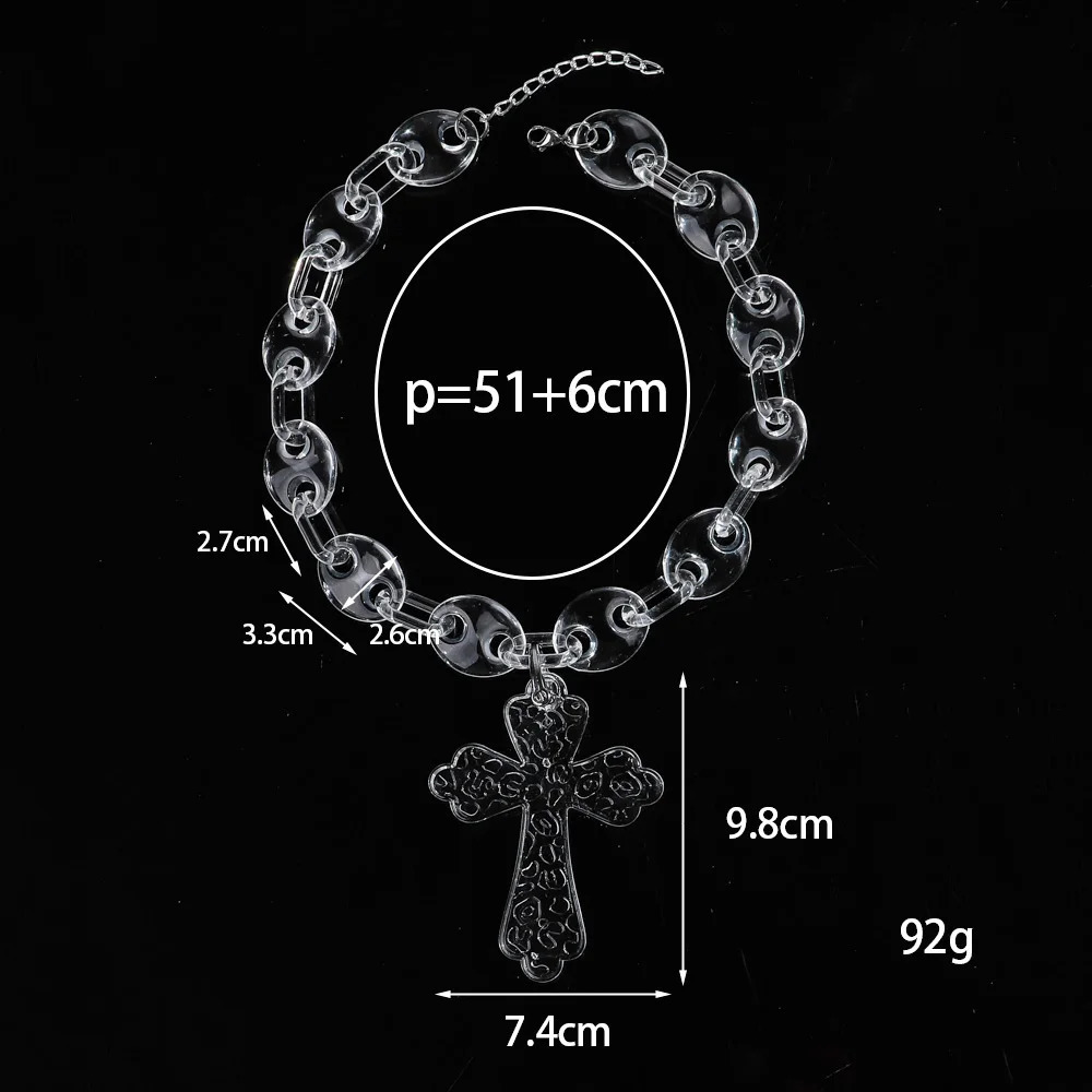 Trendy Acrylic Transparent Colorful Coffee Seeds Cross Pendant Necklace for Men Women Brambles Wire Necklaces Fashion Jewelry 251230