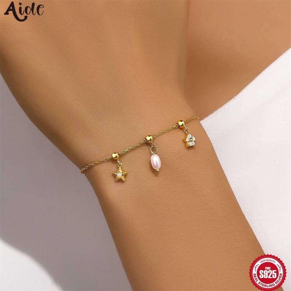 Aide 925 Sterling Silver Zircon Bracelets Women Korean Fashion Sweet Girls Sparkling Delicate Chain Bracelet Party Jewelry Gifts