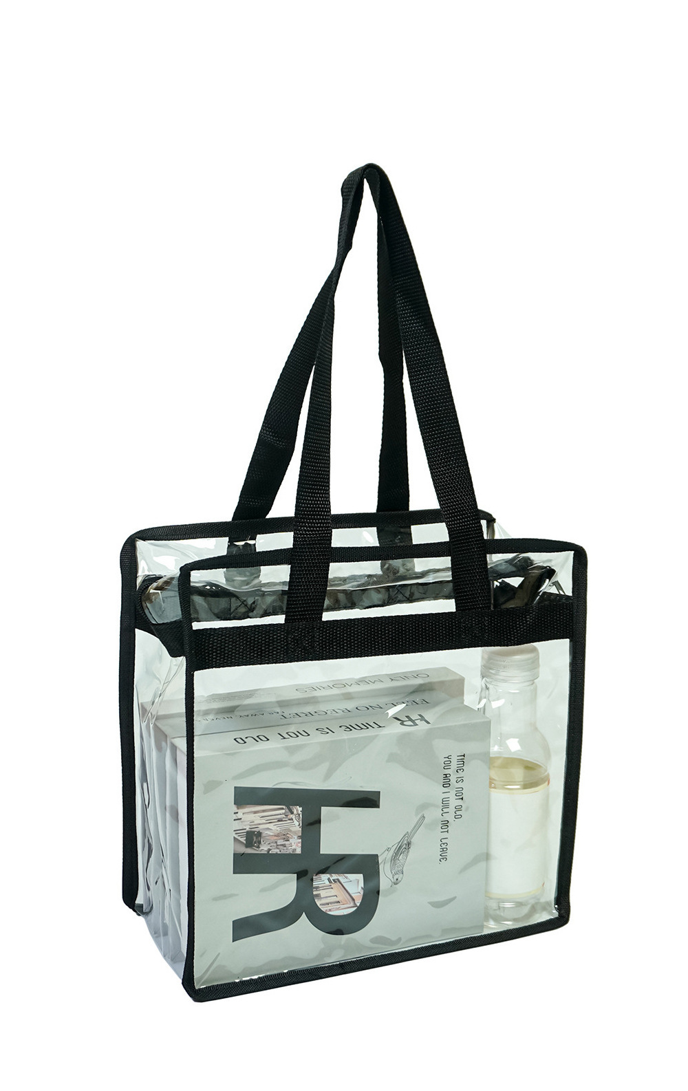 Amazon Hot-Selling In-Stock Transparent PVC Tote Customizable Large Capacity Swimming Beach Travel Bag Waterproof