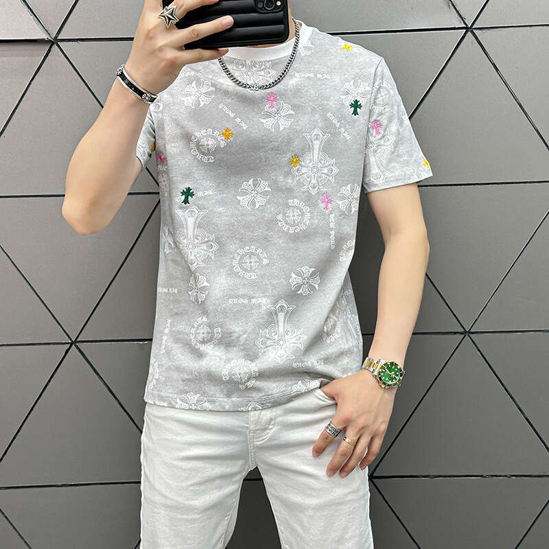 Light Luxury Year New Short Half Sleeve Round Neck Fashion Stylish Trendy Casual Versatile T-Shirt For Men