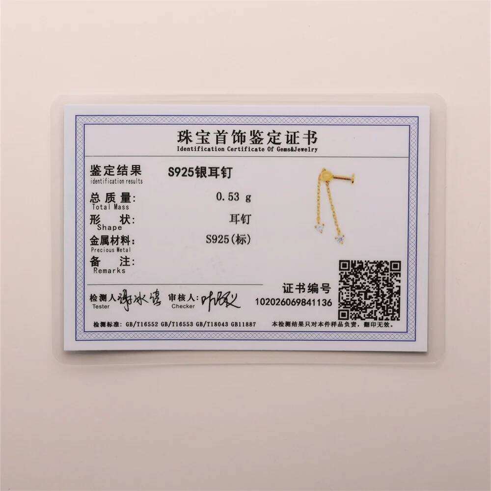 Aide 925 Sterling Silver Delicate Round Zircon Long Tassel Drangle Earring for Women New Design Adjustable Grip Inlaid Piercing