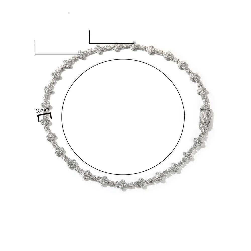 Arrivals New model 2024 Tennis Necklace Moissanite Diamond 925 Sterling Silver 10mm Cross Star Men and women Cuban Link Chain